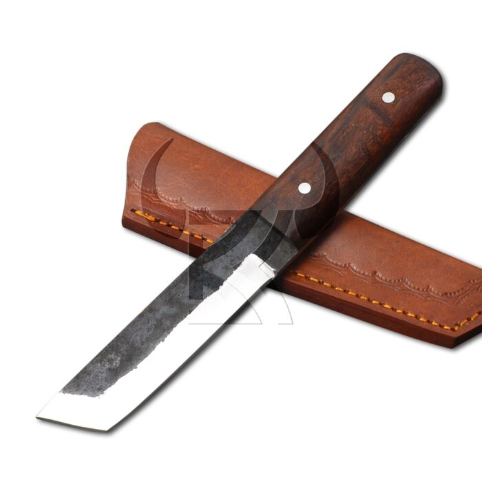 Hand Forged japanese style Tanto knife with sheath | Rosewood Fixed Blade - Image 1
